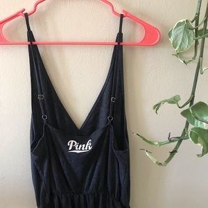 PINK Heather Dark Gray Romper